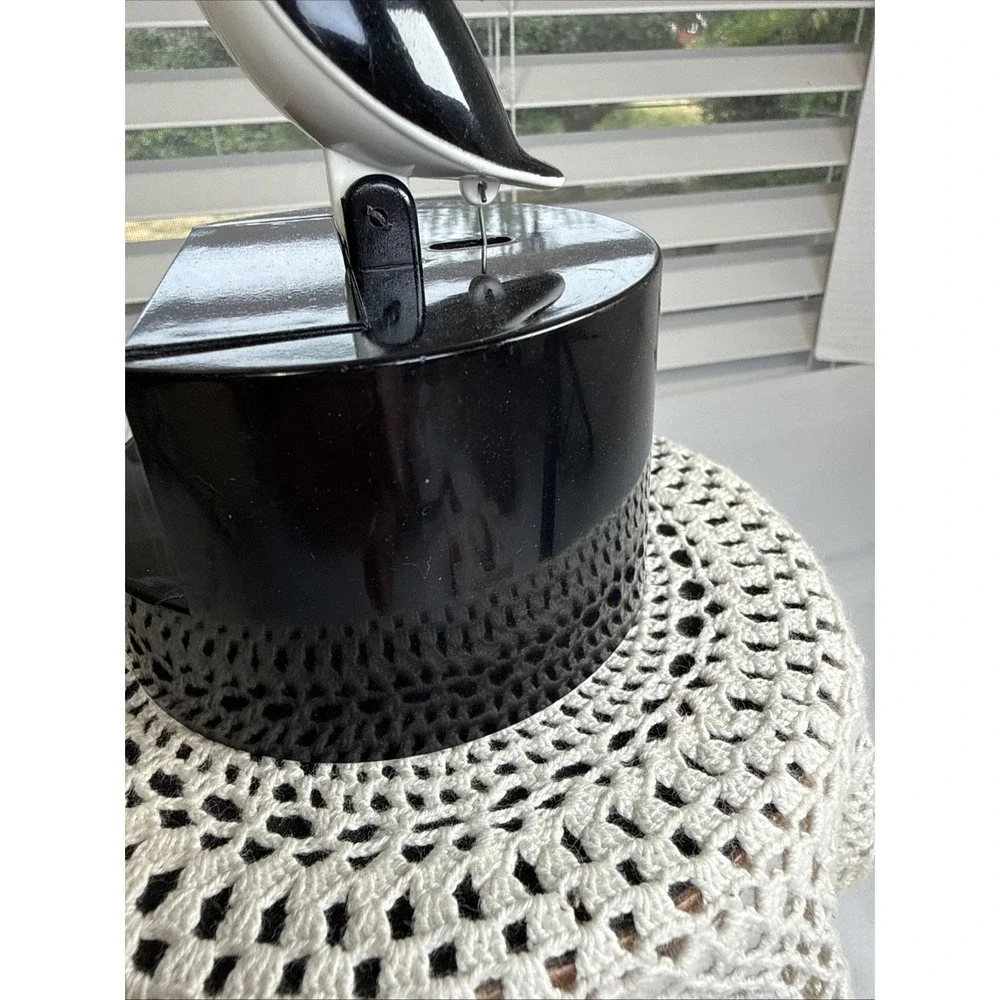 Black Vtg Penguin Bird Toothpick Dispenser Holder Mechanical Plastic Novelty
